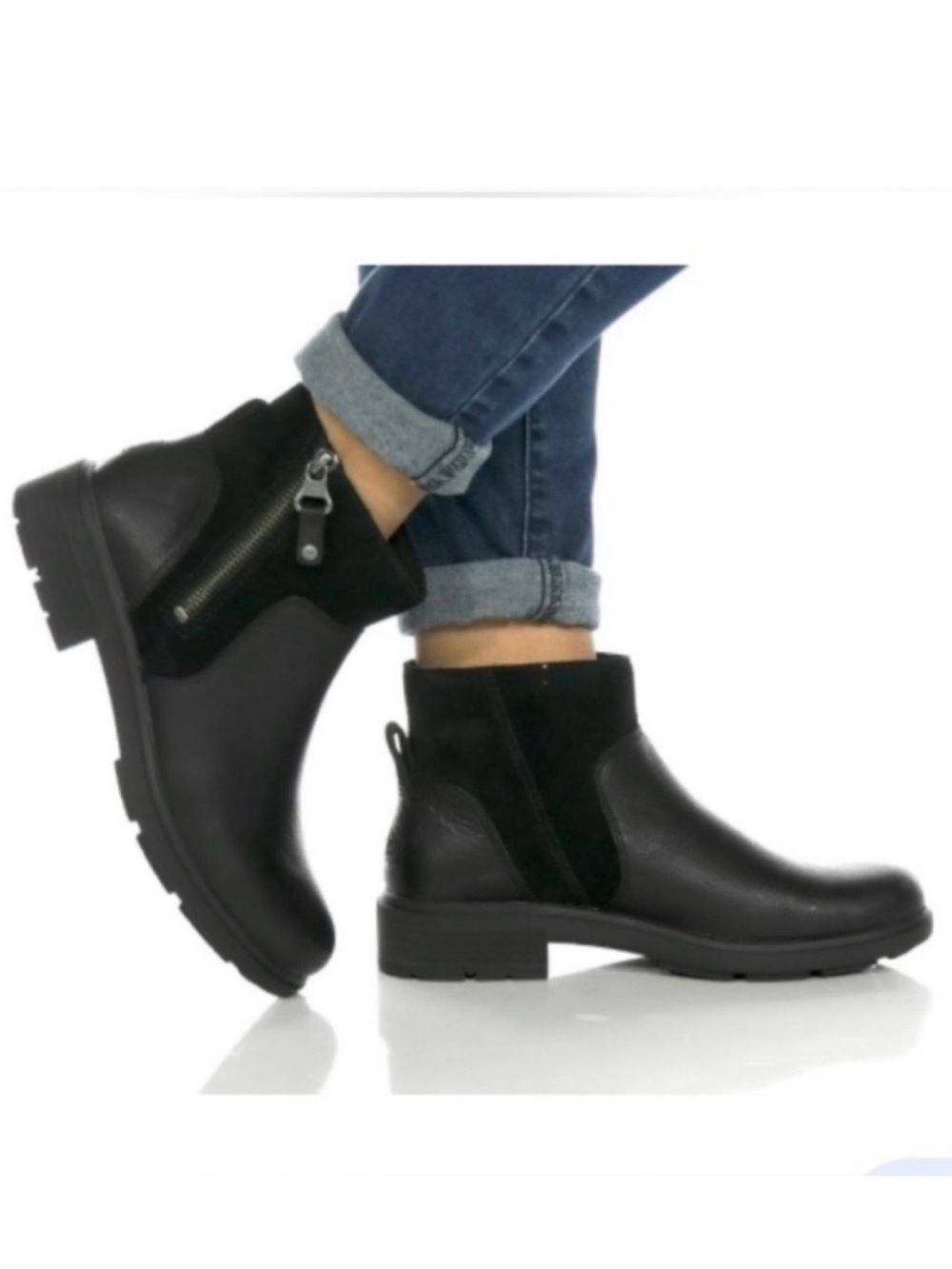 UGG Harrison Women’s Boots Leather Black Size 9 Waterproof Side Zip